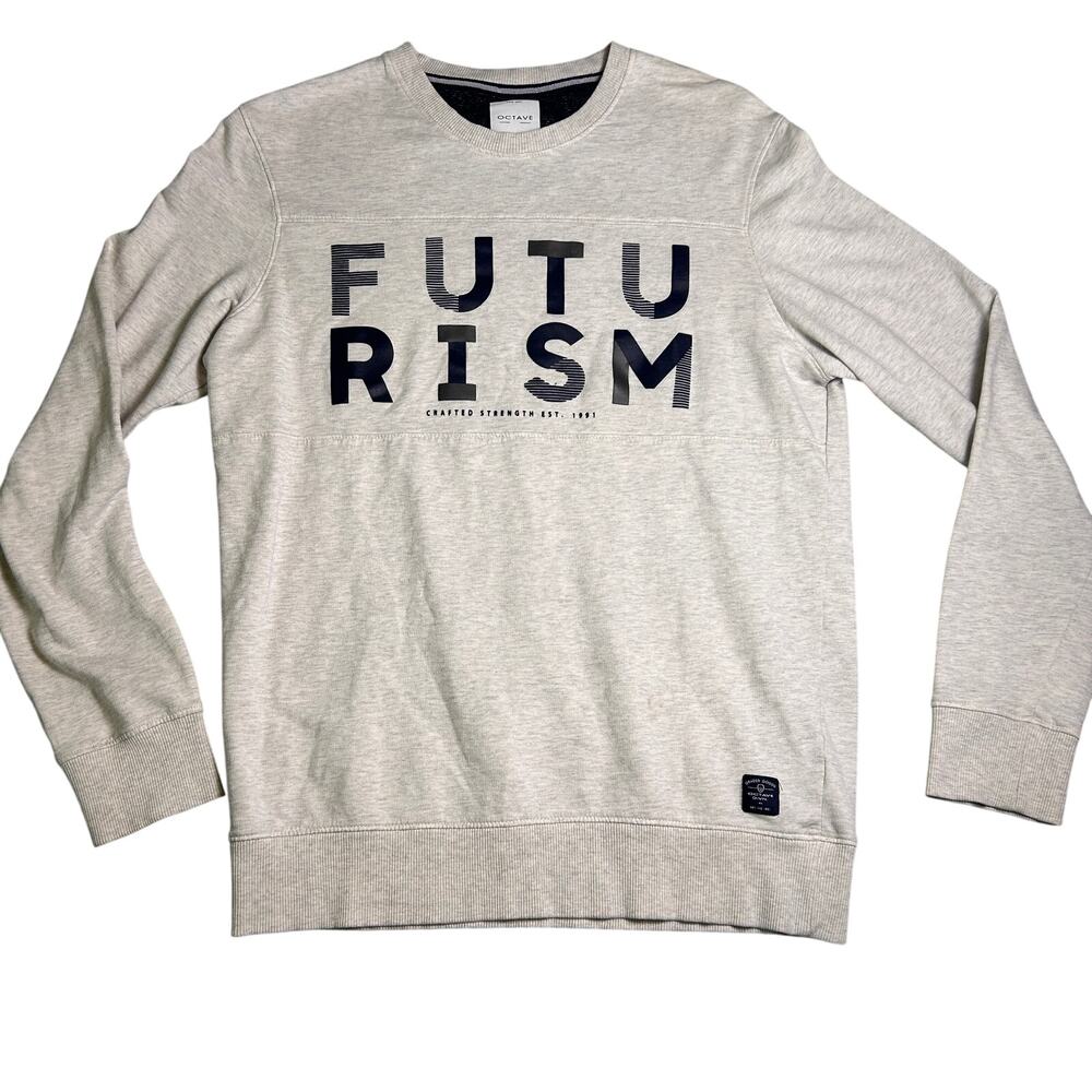 OCTAVE Futurism Crew Sweater Womens M Heathered Cozy Streetwear Statement Fall